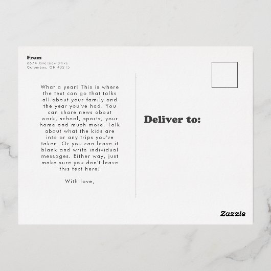 vibesのみメリーおもしろいレトロ1枚の写真クリスマス 箔シーズンポストカード (裏面)