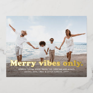 vibesのみメリーおもしろいレトロ1枚の写真クリスマス 箔シーズンポストカード