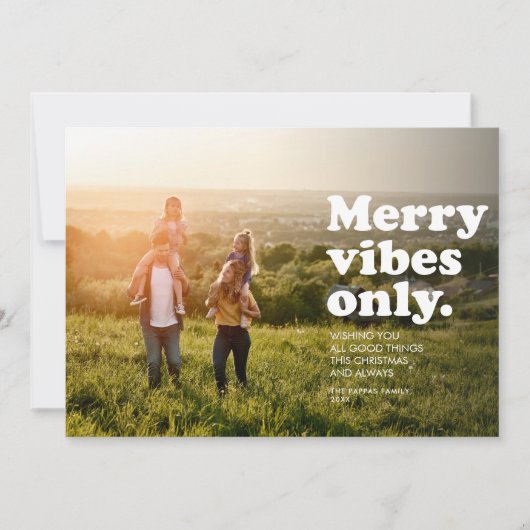 vibesのみメリーのおもしろいレトロ休日のフォトカード シーズンカード (正面)