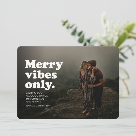 vibesのみメリーのおもしろいレトロ休日のフォトカード シーズンカード (スタンド正面)