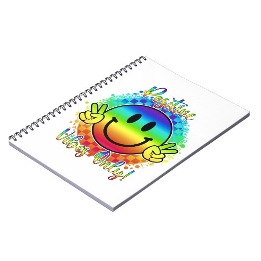 Vibesのみ前向きスマイリーフェイスノートブック ノートブック (左側)