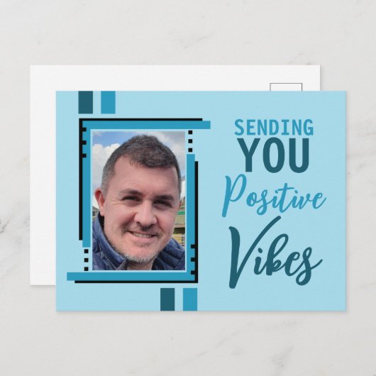 vibes前向き勇気付けられるの追加フォトブルー ポストカード (正面/裏面)