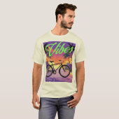 "Vibes"レトロ自転車サンセットシティ Tシャツ (正面フル)