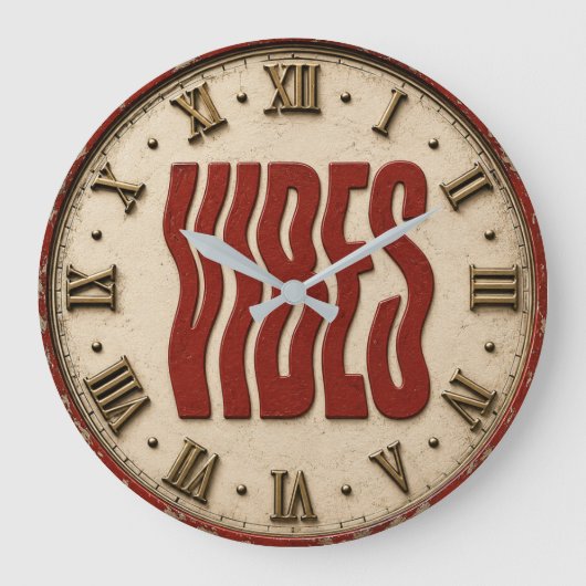 Vibes Retro Typography ラージ壁時計 (正面)