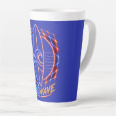 Vibewave Neon Surfboard Design – Retro Wave Glow A カフェラテマグ (右アングル)