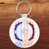 Vibewave Neon Surfboard Design – Retro Wave Glow A キーホルダー (正面)