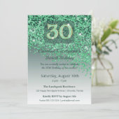 Vibrant 30th Birthday Emerald Green Glitter  招待状 (スタンド正面)
