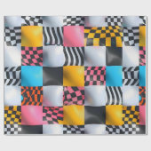 Vibrant 3D Checkerboard – Playful Retro Pop ラッピングペーパー (フラット)