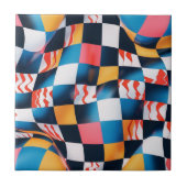 Vibrant 3D Fabric Ripple Checkerboard Pattern タイル (正面)