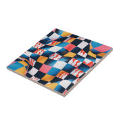 Vibrant 3D Fabric Ripple Checkerboard Pattern タイル (側面)