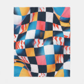 Vibrant 3D Fabric Ripple Checkerboard Pattern フリースブランケット (正面)