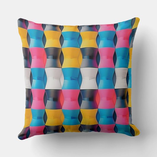 Vibrant 3D Hourglass Geometric Pattern クッション (裏面)