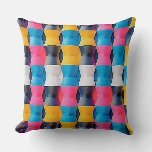 Vibrant 3D Hourglass Geometric Pattern クッション (正面)