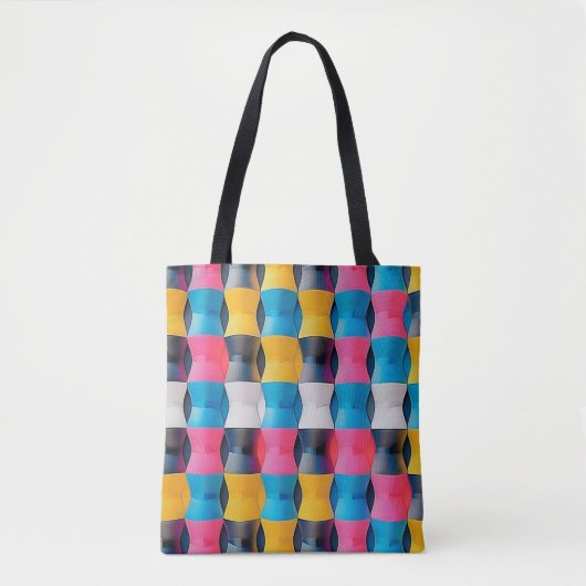 Vibrant 3D Hourglass Geometric Pattern トートバッグ (正面)