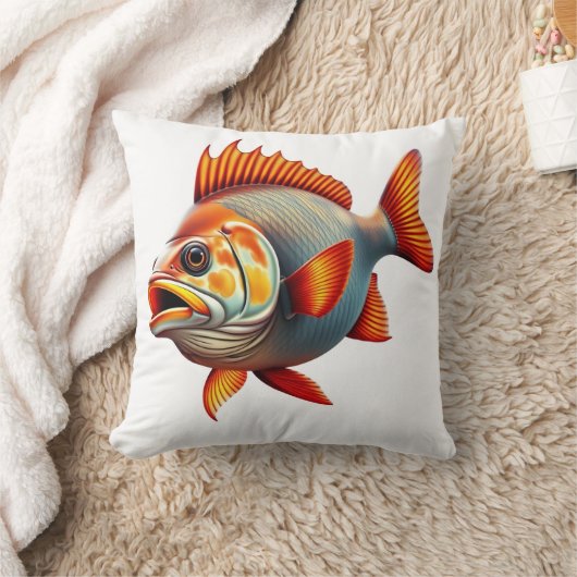 Vibrant 3D Rendering of a Fish クッション (ブランケット)