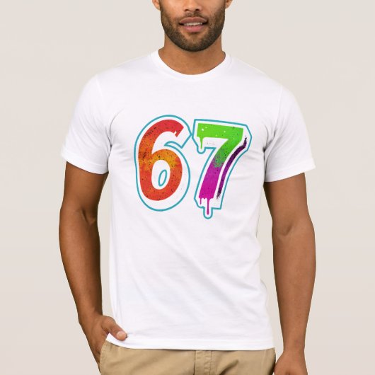 Vibrant 67 Art – Hand-Painted Number Design Tシャツ (正面)