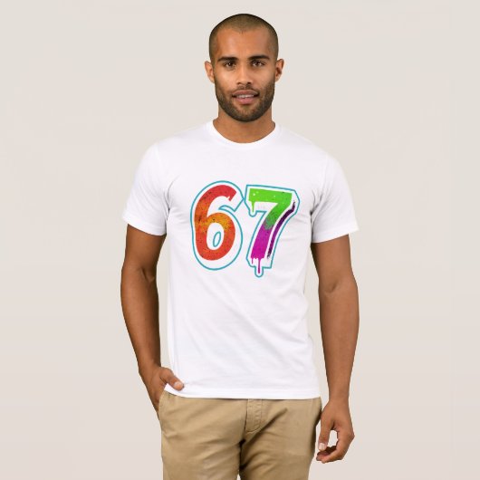  Vibrant 67 Art – Hand-Painted Number Design  Tシャツ (正面フル)