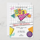 Vibrant 80's Party Invite 招待状 (正面)