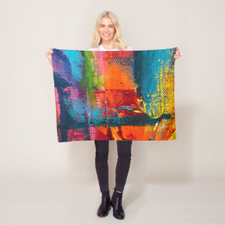 Vibrant Abstract Acrylic Art Throw Blanket  フリースブランケット