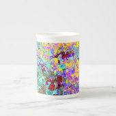 Vibrant Abstract Art Mug – Turquoise Yellow Magent ボーンチャイナマグカップ (正面)