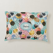 Vibrant Abstract Brushstroke & Polka Dot Pattern アクセントクッション (裏面)