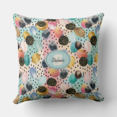 Vibrant Abstract Brushstroke & Polka Dot Pattern クッション (裏面)