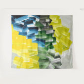 Vibrant Abstract Brushstrokes Yellow, Green & Blue タペストリー (正面(横))