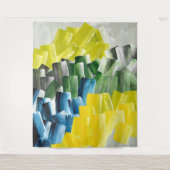 Vibrant Abstract Brushstrokes Yellow, Green & Blue タペストリー (正面)