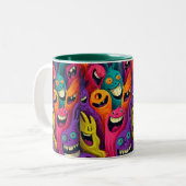 Vibrant Abstract Cartoon Creature Mug ツートーンマグカップ (正面左)