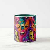 Vibrant Abstract Cartoon Creature Mug ツートーンマグカップ (中央)