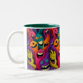 Vibrant Abstract Cartoon Creature Mug ツートーンマグカップ