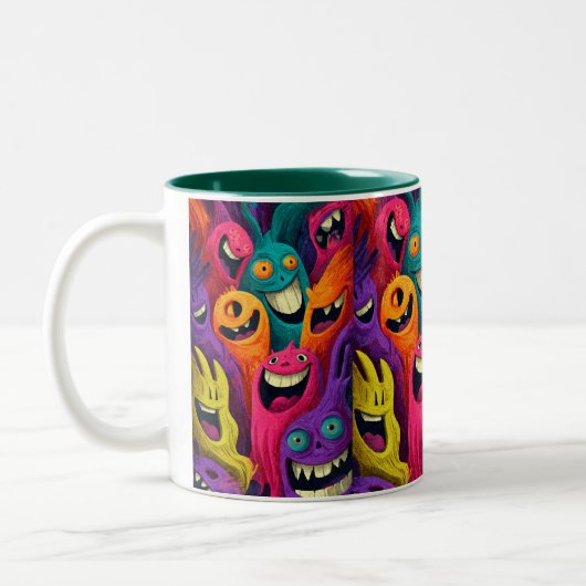 Vibrant Abstract Cartoon Creature Mug ツートーンマグカップ (左)