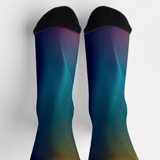 Vibrant Abstract Color Wave Art ソックス (上部)