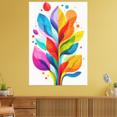 Vibrant Abstract Colorful Tree Of Life Botanical キャンバスプリント (インサイチュ (リビング))