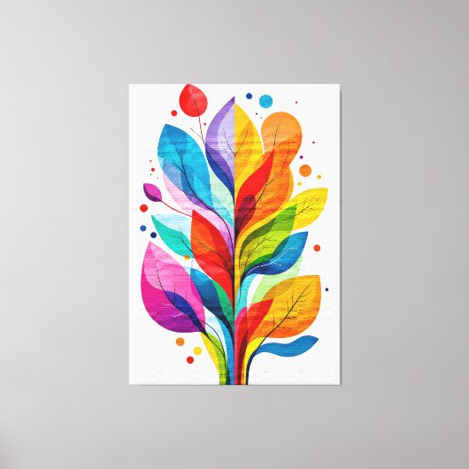 Vibrant Abstract Colorful Tree Of Life Botanical キャンバスプリント (正面)