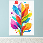 Vibrant Abstract Colorful Tree Of Life Botanical キャンバスプリント (インサイチュ (ウッドフロア))