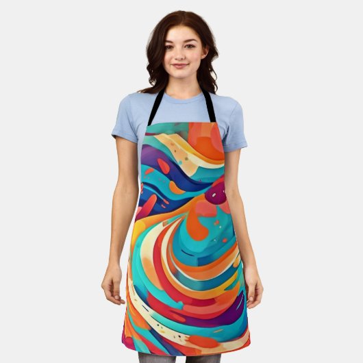 Vibrant Abstract Dreamscape エプロン (着用した状態)