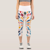 Vibrant Abstract Floral Burst Pattern  カプリレギンス (正面)