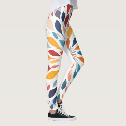 Vibrant Abstract Floral Burst Pattern  レギンス (右)