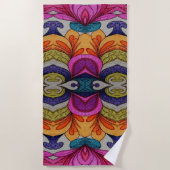 Vibrant Abstract Floral Fusion Pattern ビーチタオル (正面)