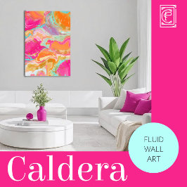 Vibrant Abstract Fluid Art in Hot Pink & Orange キャンバスプリント