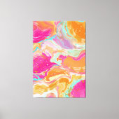 Vibrant Abstract Fluid Art in Hot Pink & Orange  キャンバスプリント (正面)