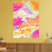 Vibrant Abstract Fluid Art in Hot Pink & Orange  キャンバスプリント (インサイチュ (リビング))