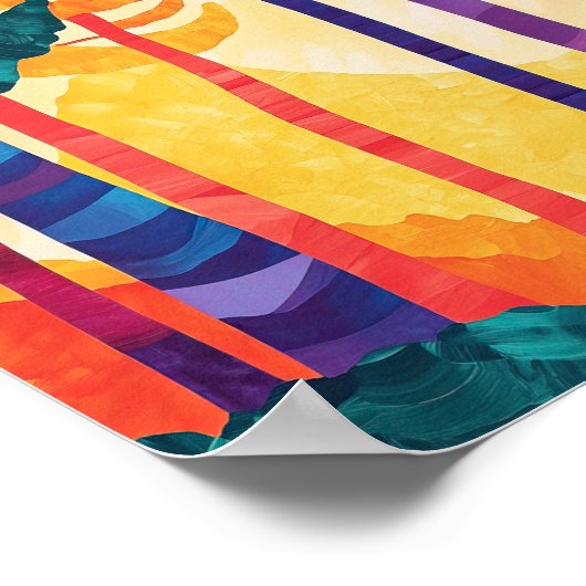 Vibrant Abstract Forest Sunset Poster Wall Art ポスター (角)