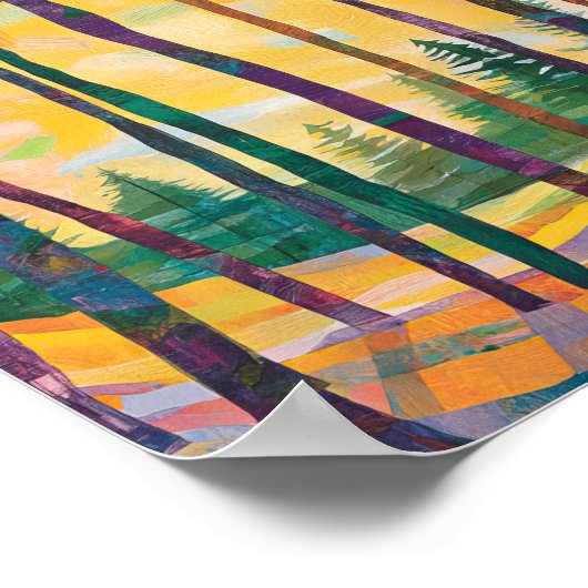 Vibrant Abstract Forest Sunset Poster Wall Art ポスター (角)