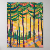 Vibrant Abstract Forest Sunset Poster Wall Art ポスター (正面)