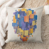 Vibrant Abstract Geometric Cubes Watercolor クッション (ブランケット)