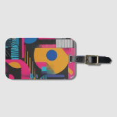 Vibrant Abstract Geometry Glitch Pop Chaos Design  ラゲッジタグ (正面横)