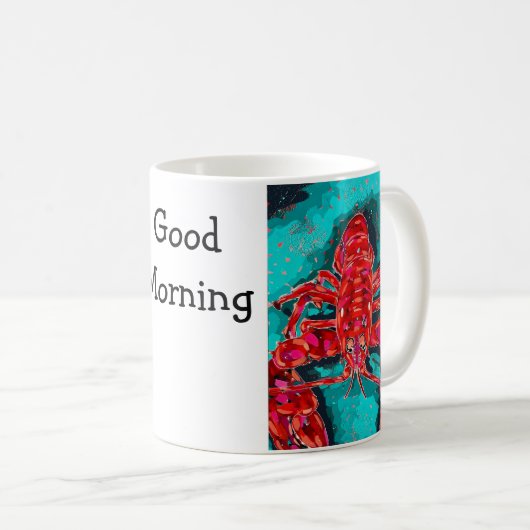 Vibrant Abstract Lobster Mug コーヒーマグカップ (正面右)