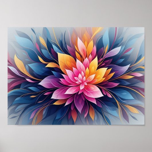Vibrant Abstract Lotus Flower Burst with Colorful  ポスター (正面)